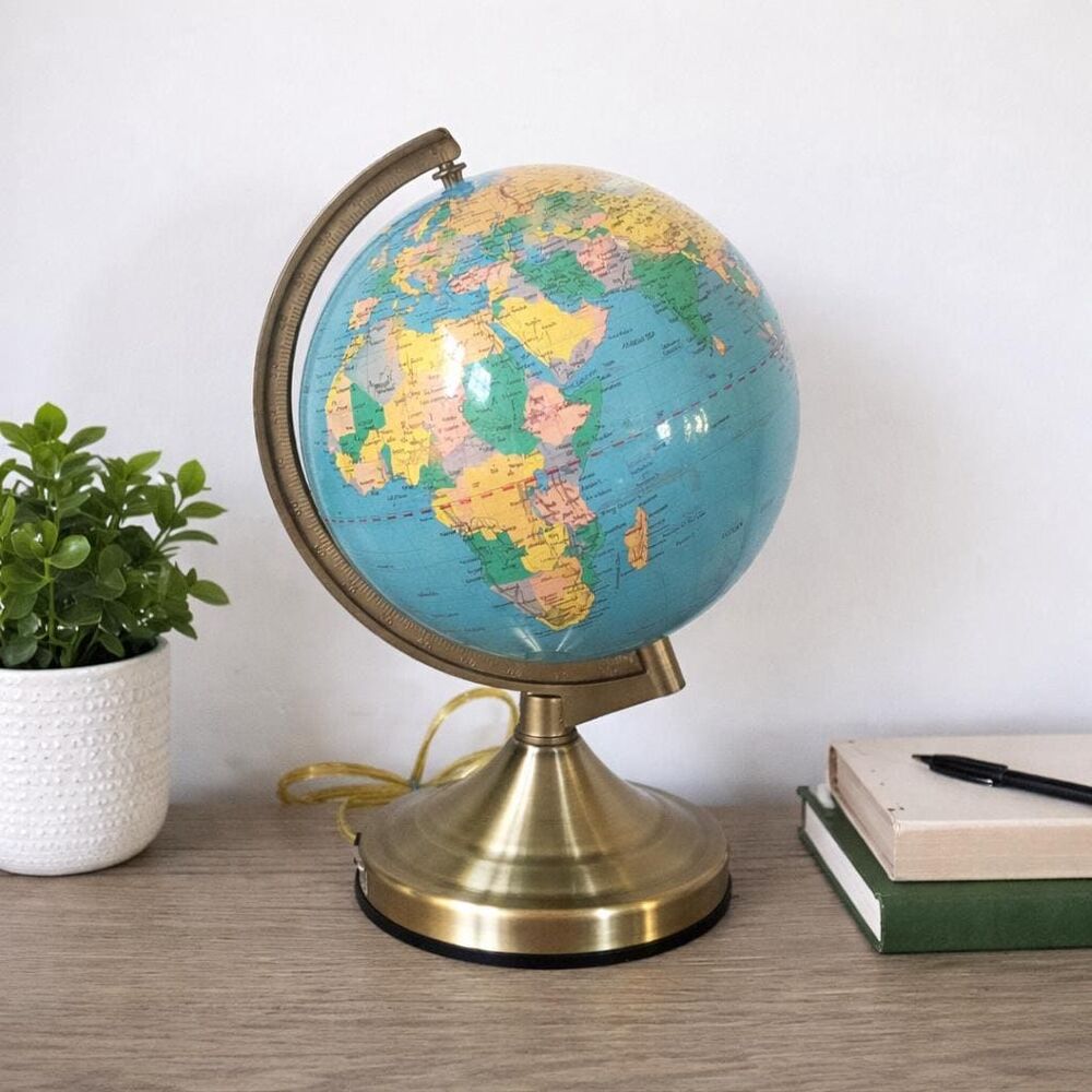 Light Up World Globe World Map Bookshelf Decor Lighted Desk Globe 10"